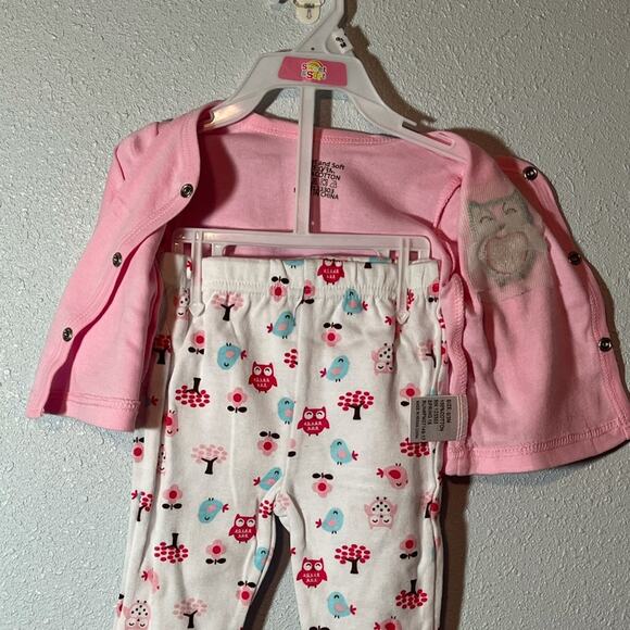 NWT Sweet & Soft Pink & White Owl 5 Piece Layette Set 0-3 Months - Picture 11 of 16